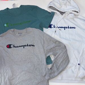 Champion Teal, Gray, and White Apparel Trio